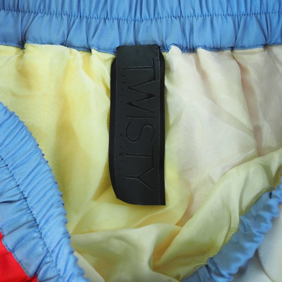 Twisty Parallel Universe Fun Color Block Pleated Skirt Size L Made in Italy - Picture 5 of 6